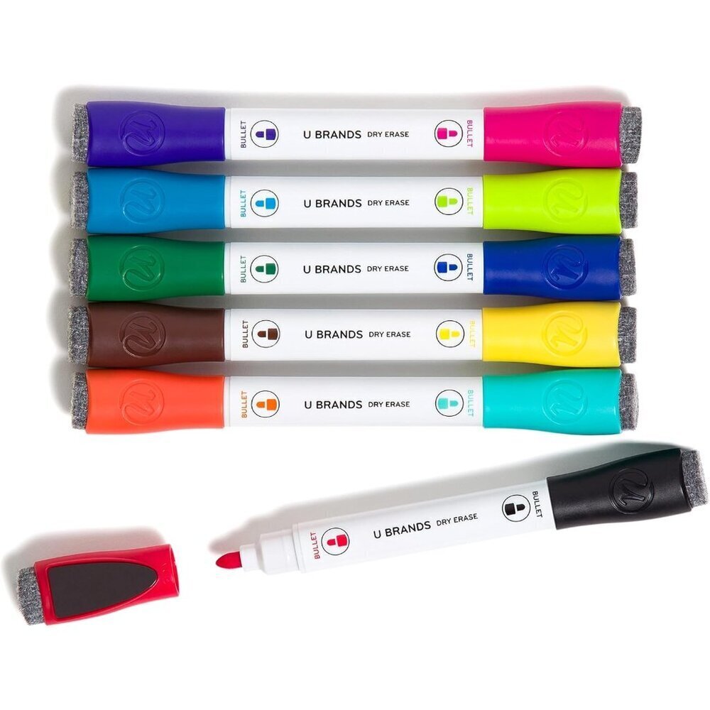 Whiteboard Markers Fine Tip Dual Ended with Magnetic Eraser